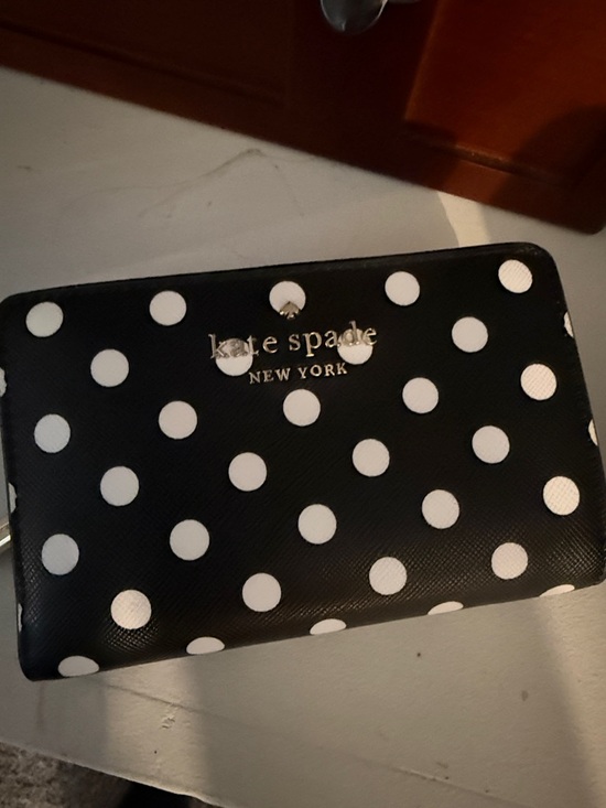 kate spade Accessories - kate spade Black and White Polka Dot Zip Wallet